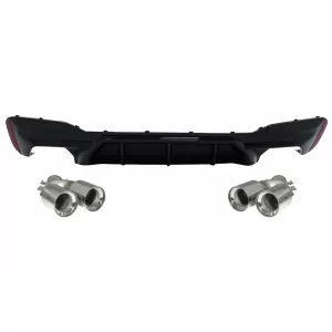 Rear Bumper Diffuser Piano Black with Exhaust Muffler Tips Chrome suitable for BMW 5 Series G30 G31 Limousine Touring (2017-2020) M5 Design