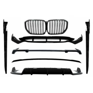Aero Body Kit with Central Kidney Grilles Double Stripe suitable for BMW X5 G05 (2018-2022) M Black Knight Design Piano Black