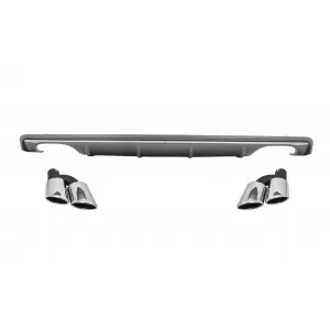 Rear Bumper Valance Diffuser suitable for Audi A3 8V Sedan (2012-2015) with Exhaust Muffler Tips Tail Pipes S3 Design