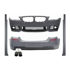 Body Kit with Exhaust Muffler Tip Matte Carbon Fiber Inlet 5.8 cm Left Side suitable for BMW 5 Series F10 (2011-2014) M-Technik Design