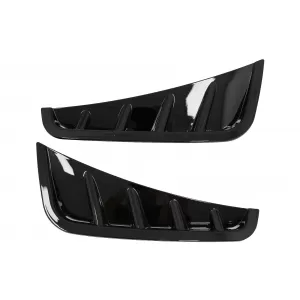 Front Bumper Flaps Side Fins Flics suitable for Mercedes C-Class W205 S205 Sedan T-Model Facelift (2018-2020) Piano Black