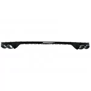 Rear Bumper Spoiler Valance Diffuser Double Outlet suitable for Audi Q8 S-Line (2018-2023) Silver Tips