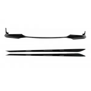 Front Bumper Spoiler Lip suitable for BMW 3 Series G20 Sedan G21 Touring (2018-up) with Side Skirts Extension M Sport Piano Black
