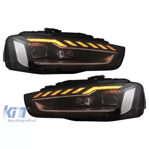 Full LED Headlights suitable for Audi A4 B8.5 Facelift (2012-2015) Dynamic Sequential Turning Light Black A4 B9.5 Design