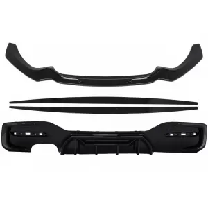 Front Bumper Lip Spoiler suitable for BMW 1 Series F20 F21 LCI (2015-2019) with Rear Bumper Spoiler Valance Diffuser and Side Skirts Extensions Hatchback M Sport Piano Black