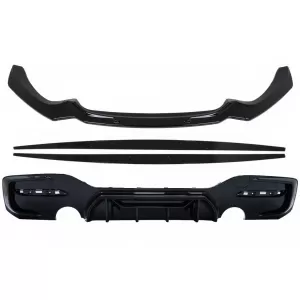 Front Bumper Lip Spoiler suitable for BMW 1 Series F20 F21 LCI (2015-2019) with Rear Bumper Spoiler Valance Diffuser and Side Skirts Extensions Hatchback M Sport Piano Black