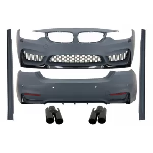 Complete Body Kit suitable for BMW 4 Series F32 Coupe F33 Cabrio (2013-2019) with Exhaust Muffler Tips Piano Black M4 Design