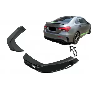 Rear Bumper Side Splitters Fins suitable for Mercedes A-Class V177 A35 Sedan (2018-Up) Piano Black