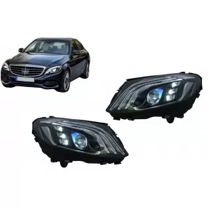 Full LED Headlights suitable for Mercedes C-Class W205 S205 (2014-2020) LHD W222 Design