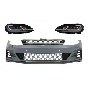 Front Bumper suitable for VW Golf VII 7 (2013-2017) with LED Headlights Sequential Dynamic Turning Lights 7.5 GTI Design