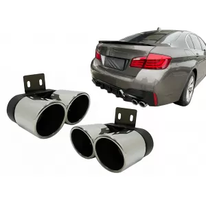 Exhaust Muffler Tips suitable for BMW 5 Series F10 F11 (2011-2017) M5 LCI Design Chrome