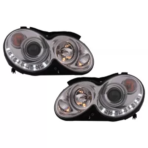 LED DRL Headlights suitable for Mercedes CLK W209 C209 Coupe A209 Cabrio (2003-2010) Chrome