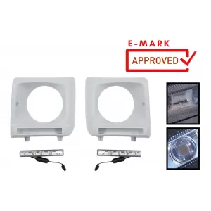 Headlights Covers with LED DRL Daytime Running Lights suitable for Mercedes G-Class W463 (2002-2018) G65 Design Chrome - HCMBG65TH