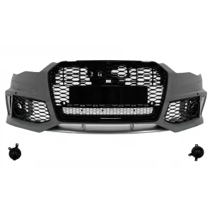 Front Bumper with Central Grille suitable for Audi A6 C7 4G Facelift (2015-2018) RS6 Design - FBAUA64GFRSG