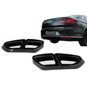Muffler Tips Decorative Frames suitable for VW Passat B8 3G GTE / Alltrack (2015-2019) Piano Black