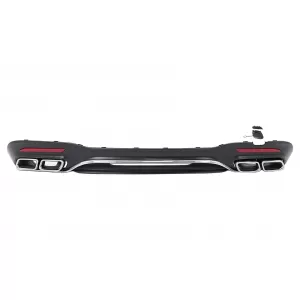 Rear Bumper Diffuser with Chrome Exhaust Muffler Tips suitable for Mercedes S-Class W222 Facelift Sport Line (2017-2020) S63 Design