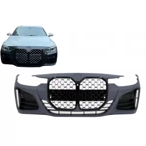 Front Bumper suitable for BMW 3 Series F30 F31 Non LCI & LCI (2011-2018) Conversion to G80 M3 Design Black Grille - FBBMF30M3NLB