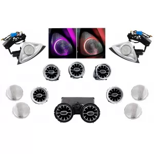 Kit AC Vent Grilles Door Middle Speaker Cover 4D Rotary Tweeters 64 colors suitable for Mercedes C-Class W205 Facelift (2018-2020) - CO64CW205F