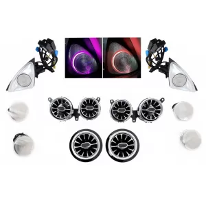 Kit Speaker Cover AC Vent Grilles Front Door LED Rotary Tweeters 64 colors suitable for Mercedes E-Class W213 S213 (2016-2019)