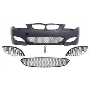 Pack Front Bumper Lower Central and Side Grille suitable for BMW 5 Series E60 E61 (2003-2010) M5 Design