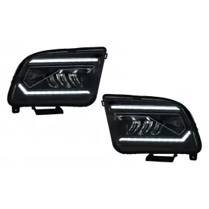 LED Headlights suitable for Ford Mustang V Pre-Facelift (2005-2009) Black Dynamic Sequential Turning Lights