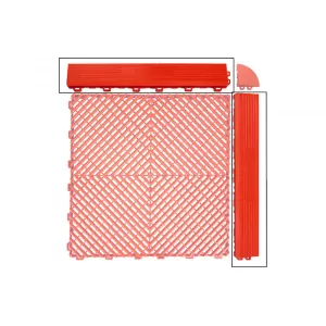 Ramp Edge for Garage Interlocking Floor Tiles Warehouse Modular Flooring Red