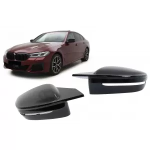 Mirror Covers suitable for BMW 5 Series G30 G31 G38 (2017-2019) 6 Series G32 (2017-2019) 7 Series G11 G12 (2015-2019) 8 Series G14 G15 G16 (2017-2019) M Sport Design Glossy Black LHD