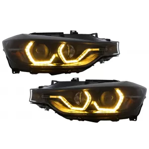Headlights Angel Eyes Yellow LED DRL suitable for BMW 3 Series F30 F31 Sedan Touring (10.2011-05.2015)