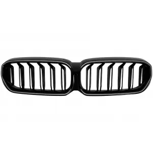 Central Kidney Grilles with LED suitable for BMW 5 Series G30 G31 LCI (07.2020-2023) Double Stripe Design Piano Black