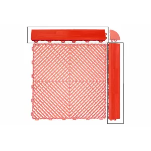 Ramp Edge for Garage Interlocking Floor Tiles Warehouse Modular Flooring Red