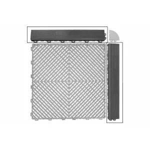 Ramp Edge for Garage Interlocking Floor Tiles Warehouse Modular Flooring Dark Grey