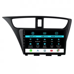 Navigation for Honda Civic IX Hatchback (2011-2017), 9Inch, 4Gb Ram, 64Gb Storage, Carplay