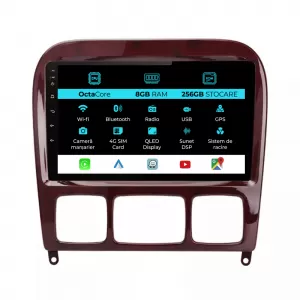Navigation for Mercedes S-Class W220 (1998-2005), 9 inch, 8GB RAM, 256GB storage, Carplay