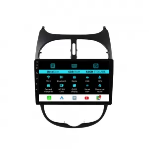 Navigation for Peugeot 206, (2001-2008), 9 Inch, 4Gb Ram, 64Gb Storage, Carplay