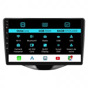 Navigation for Peugeot 107, Citroen C1, Toyota Aygo (2014 - 2022), 9 Inch, 4 Gb Ram, 64 Gb Storage, Carplay.