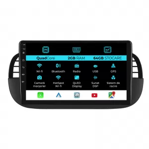Navigation for Fiat 500, (2007 - 2015), 9 Inch, 2Gb Ram, 64Gb Storage, Carplay