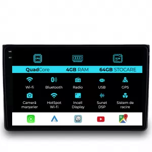 Navigation for Audi A4, (2001-2008), QuadCore, 9Inch, 4Gb Ram, 64Gb Storage, Carplay