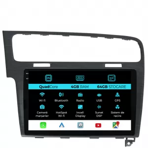 Navigation for Volkswagen Golf 7 (2013-2020), QuadCore, 10 Inch, 4Gb RAM, 64Gb Storage, Carplay