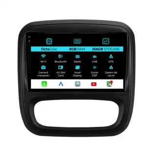 Navigation for Opel Vivaro, Renault Trafic, Fiat Talento (2014 - 2018), 9 Inch, 8Gb Ram, 256Gb storage, Carplay.
