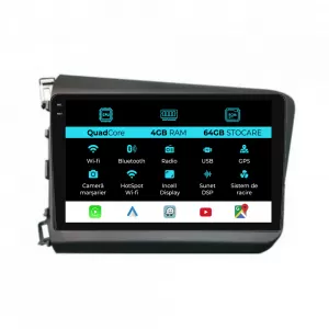 Navigation for Honda Civic IX Sedan (2011-2015), QuadCore, 9 Inch, 4Gb Ram, 64Gb Storage, Carplay