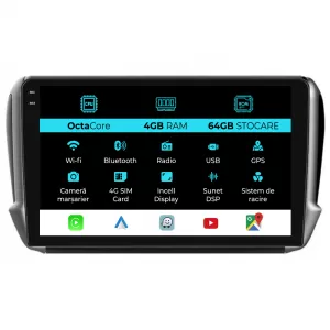 Navigation for Peugeot 208, 2008 (2013-2018), 10 Inch, 4Gb RAM, 64Gb Storage, Carplay