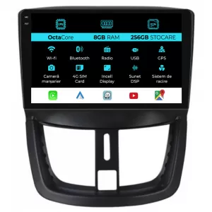 Navigation for Peugeot, 207 (2006-2015), 9 Inch, 8Gb Ram, 256Gb Storage, Carplay