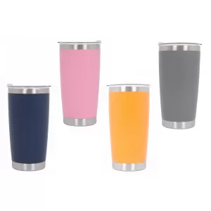 Family Pack 4pcs Thermos Stainless Steel SS304 Insulated Mug with Lid Double Wall Orange Pink Gray Blue 20oz 590ml