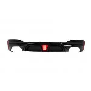 Rear Bumper Diffuser with LED suitable for BMW 5 Series G30 G31 Limousine Touring (2017-2024) M5 Design Piano Black