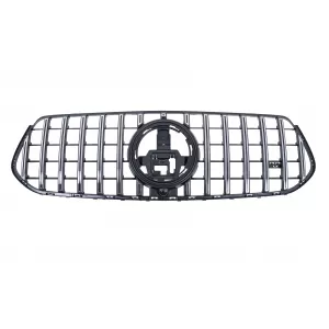 Front Central Grille suitable for Mercedes GLE SUV W167 V167 GLE Coupe C167 Sport Package (2019-06.2023) GTR Panamericana Design Glossy Black and Chrome