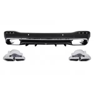 Rear Diffuser with Exhaust Muffler Tips suitable for Mercedes GLE W167 SUV V167 Sport Line (2019-Up) GLE 63 Design