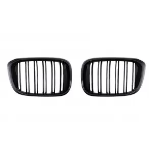 Central Kidney Grilles suitable for BMW X3 G01 (11.2017-2021) X4 G02 (02.2018-2021) Double Stripe Piano Black - FGBMG01TT