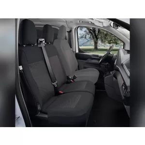 Kegel Tailor Made upholstery suitable for two front seats 1+1 on Ford Transit Custom, Volkswagen T7 after 2024, black with gray