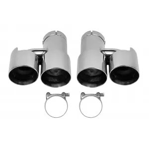 AutoPro universal chrome double exhaust tips set, left and right, model 2 - ABBMEA6006988