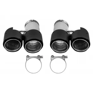 AutoPro universal dual exhaust tips set with carbon caps, left and right, model 2 - ABBMEA6006990